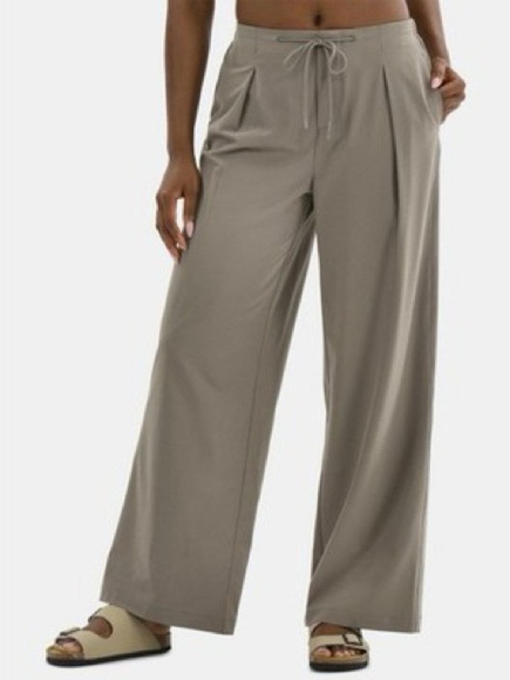 Avia High-Rise Pleated Wide-Leg Dance Pants Black Nylon Micro-Fiber Medium